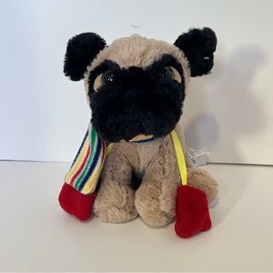 The Hudson's Bay Animal Adventure Pug Dog Plush Stripes Scarf HBC Hudson Puppy